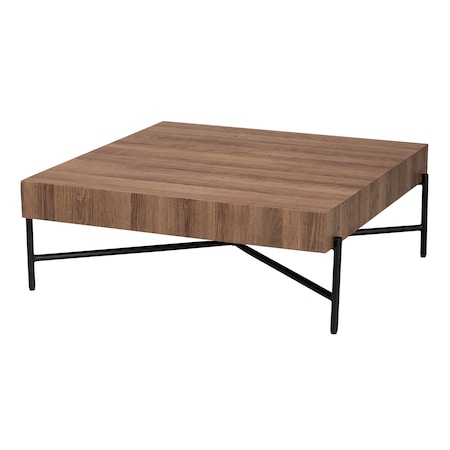 Baxton Studio Savion Modern Industrial Walnut Brown Finished Wood and Black Metal Coffee Table 226-12573-ZORO